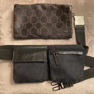 Gucci crossbody/ hip pack with metal belt buckle